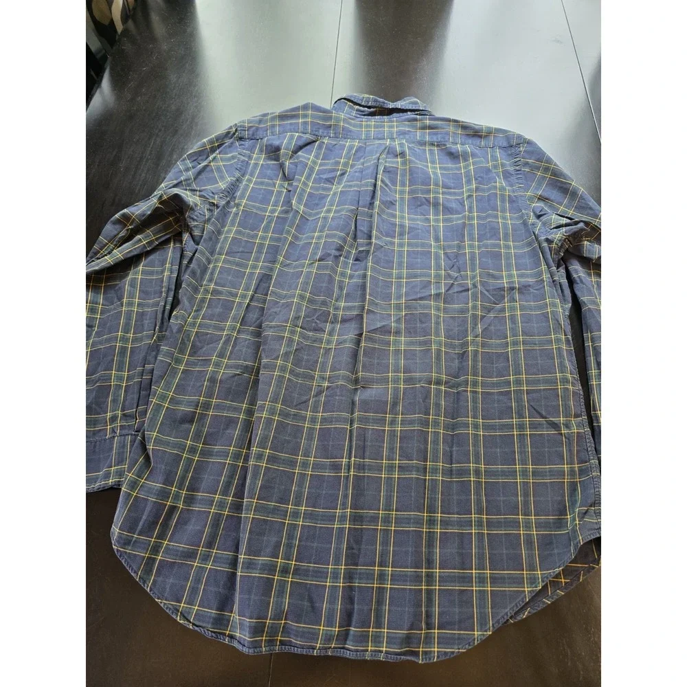 Polo Ralph Lauren Shirt Mens Large Blue Green Plaid Button Up Pony Preppy Casual